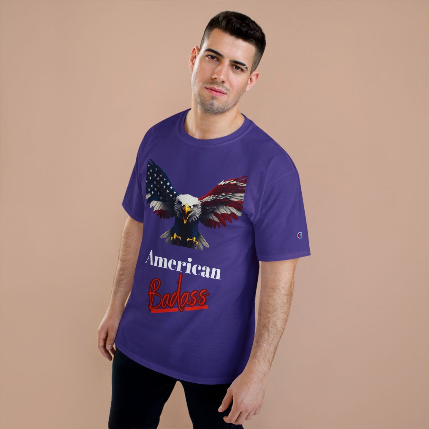 American Badass Patriotic Eagle on a Champion T-shirt