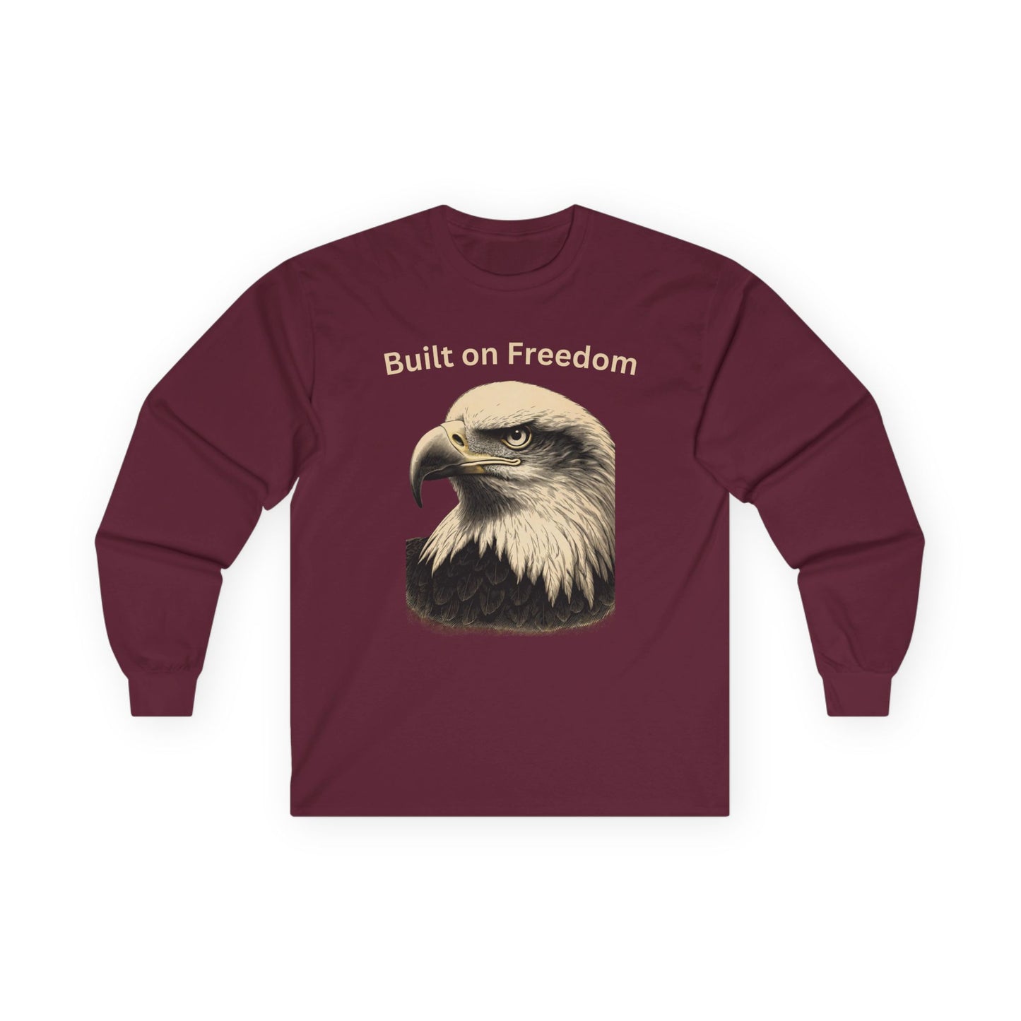 Built on Freedom text on a Long-Sleeve Tee
