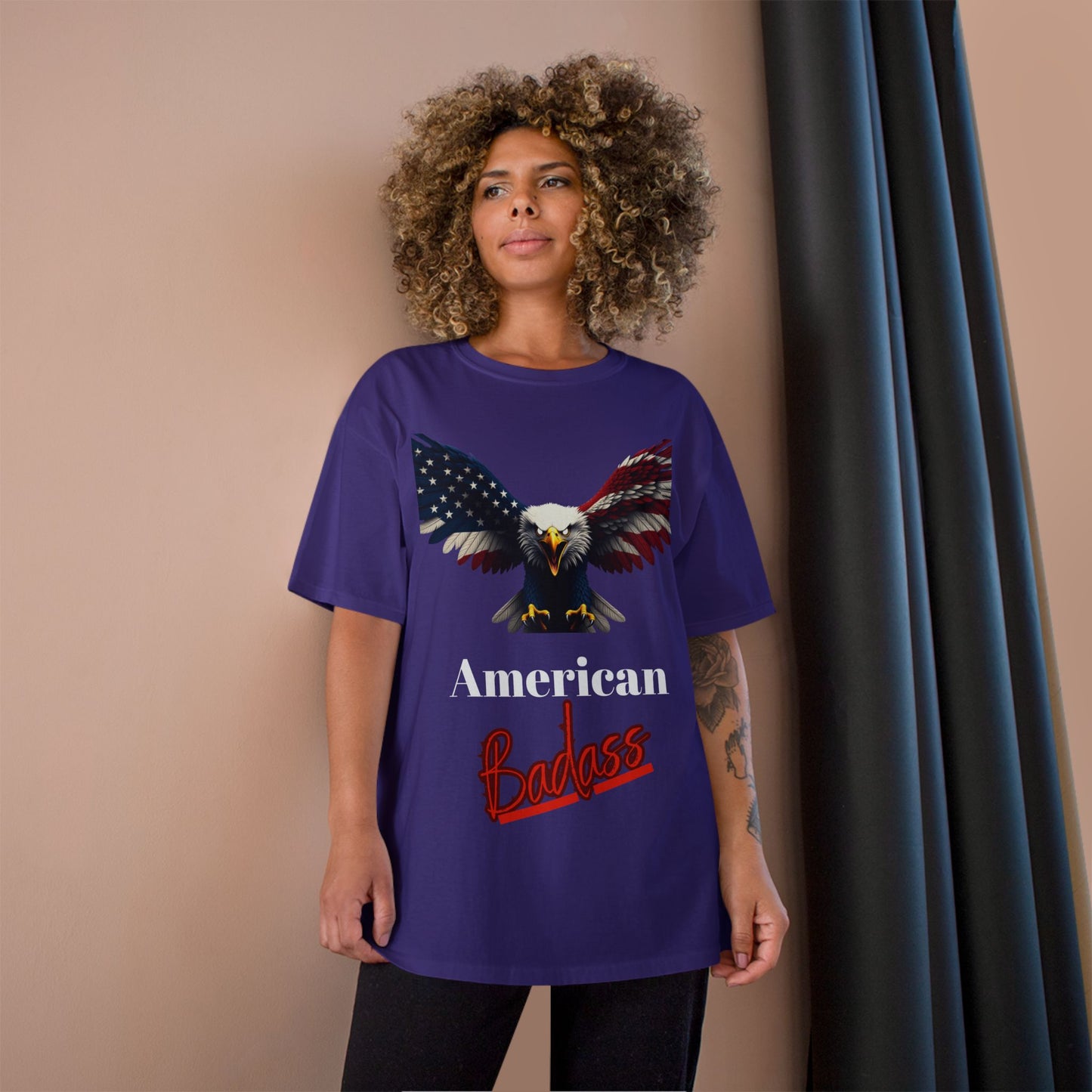 American Badass Patriotic Eagle on a Champion T-shirt