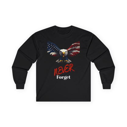 Never Forget Patriotic Eagle on a long sleeve tee