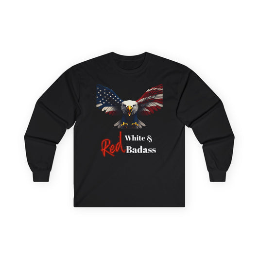 Red White & Badass Patriotic Eagle on a long sleeve tee