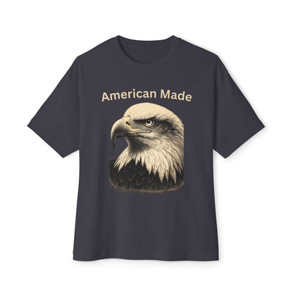 Engraved Eagle - American Made text at the top of a premium tee