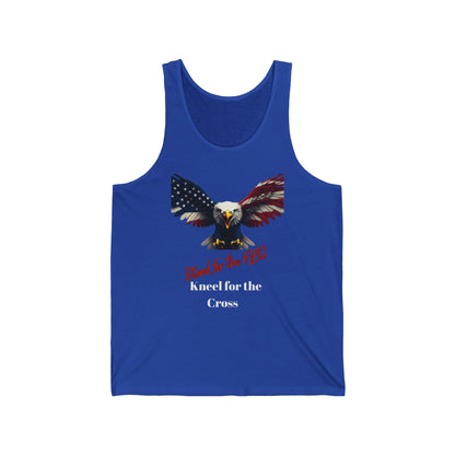 Stand For The Flag Kneel For The Cross Patriotic Eagle on a Premium Tank Top