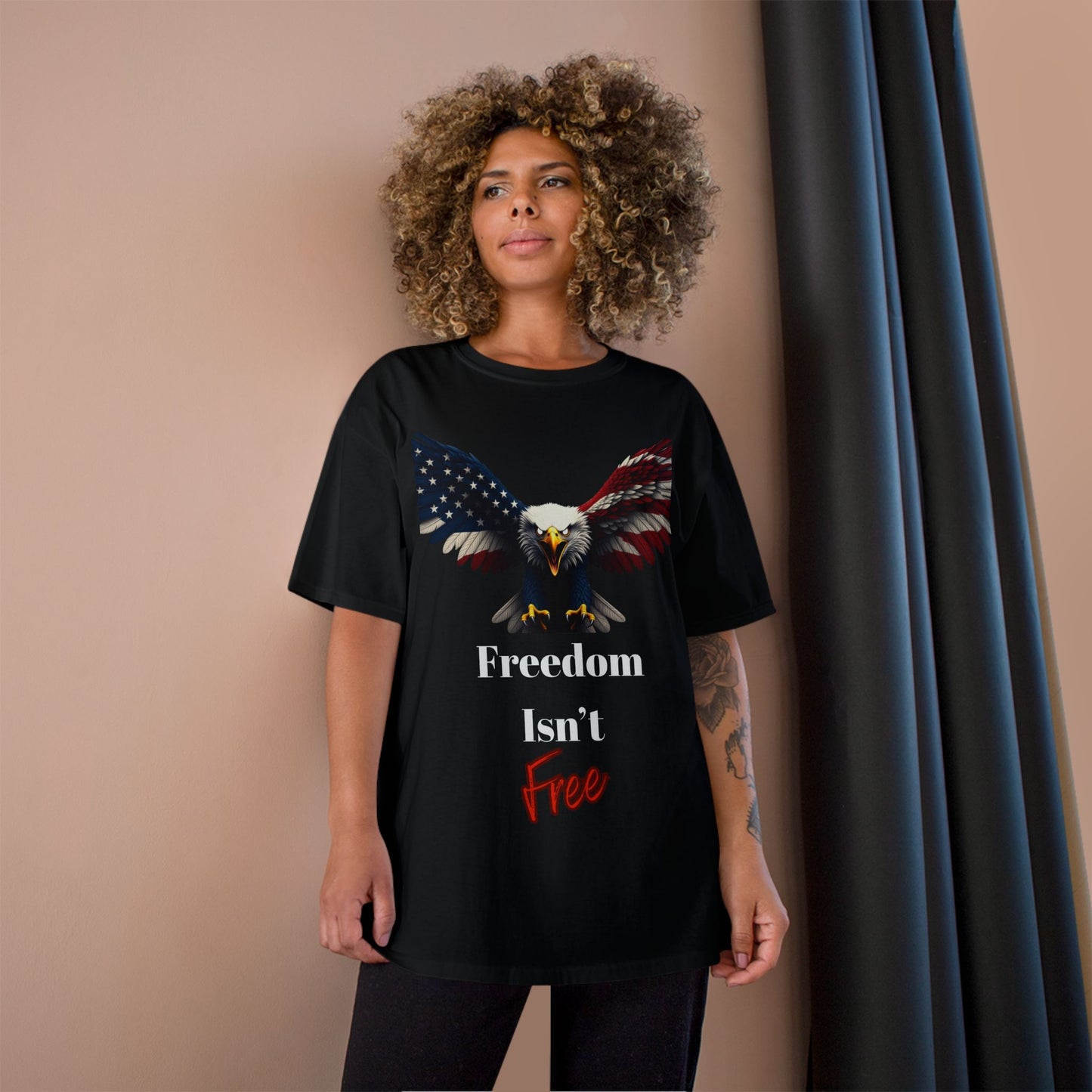Freedom Isn't Free Patriotic Eagle on a Champion T-shirt