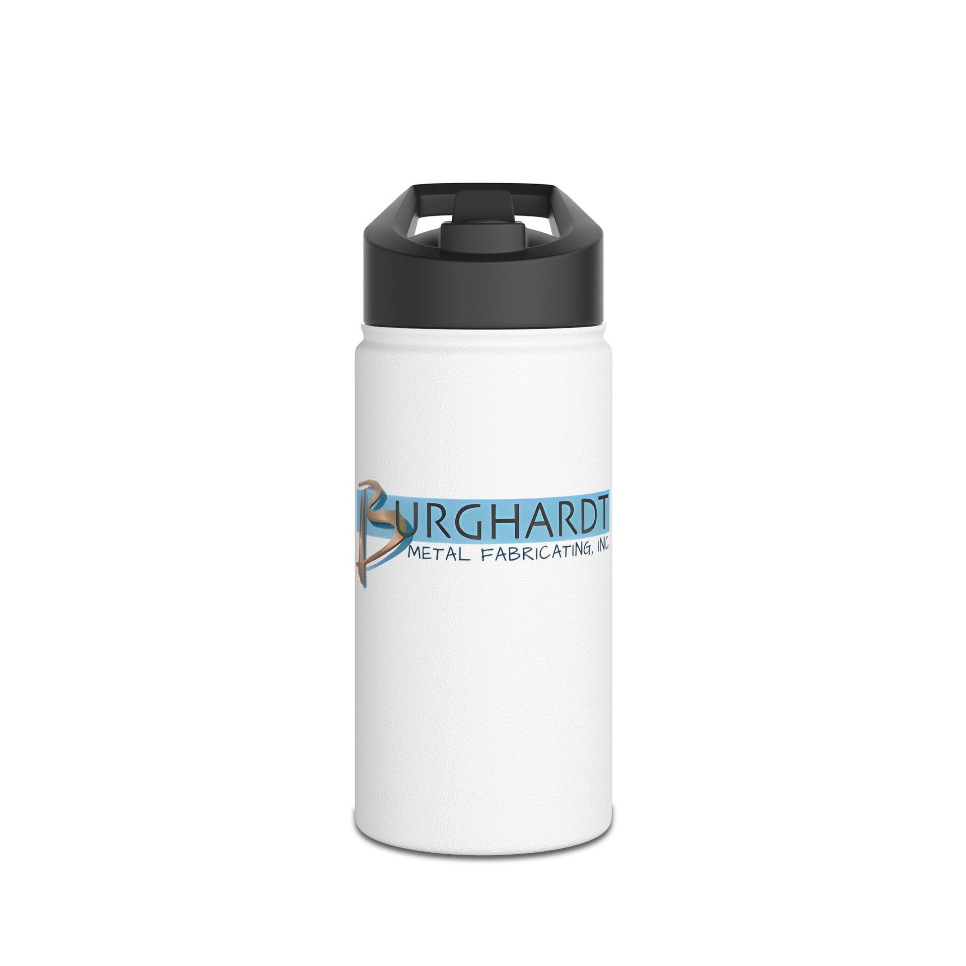 Burghardt Metal Fabricating, Inc., logo on a Stainless Steel Water Bottle