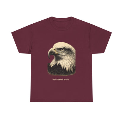 Engraved Eagle - Home of the Brave - muted text on the bottom of a Heavyweight T-shirt