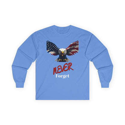 Never Forget Patriotic Eagle on a long sleeve tee