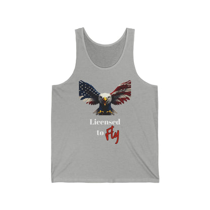 Licensed To Fly Patriotic Eagle on a Premium Tank Top