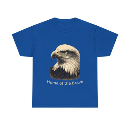 Engraved Eagle - Home of the Brave - text on the bottom of a Heavyweight T-shirt
