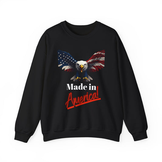 Made In America Patriotic Eagle text on a Crewneck Sweatshirt
