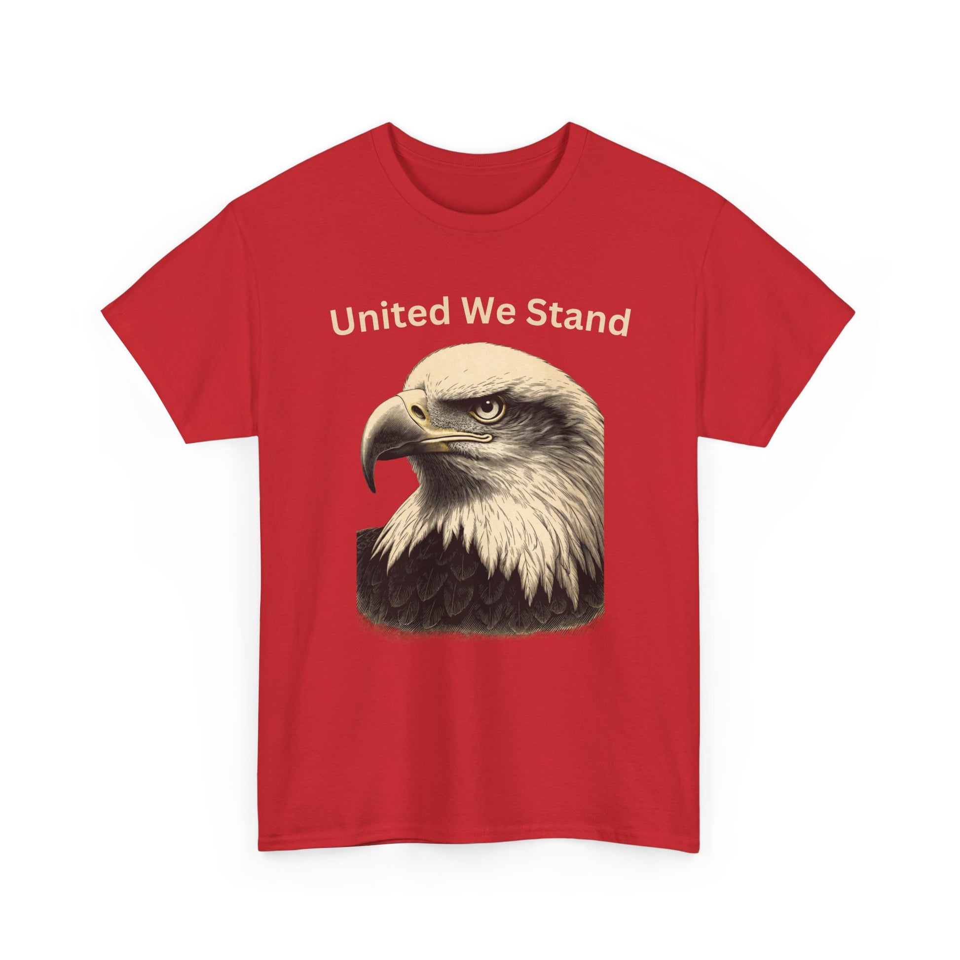 Engraved Eagle - United We Stand - text on the top of a Heavyweight T-shirt