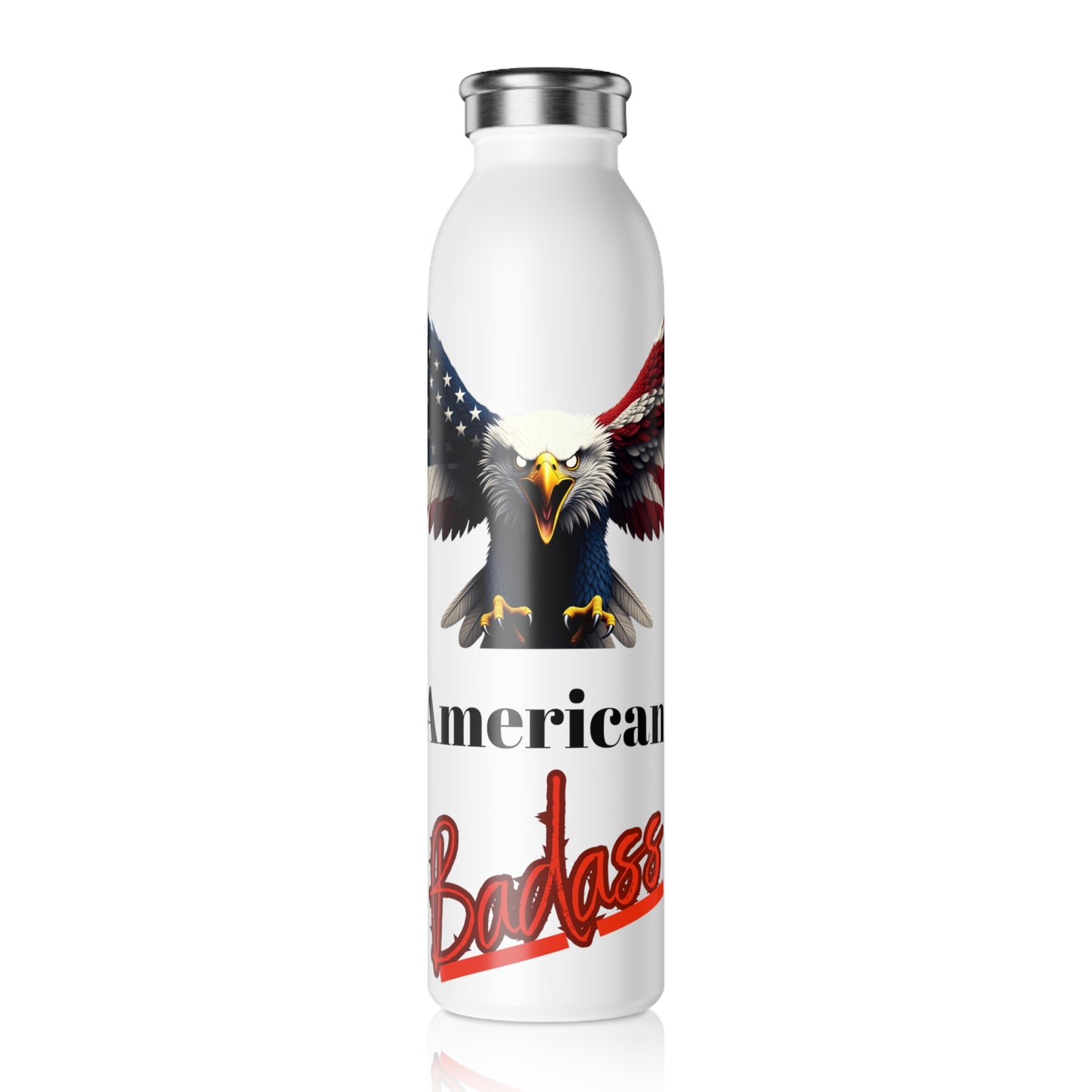 American Badass Patriotic Eagle on a 20oz Stainless Steel Water Bottle