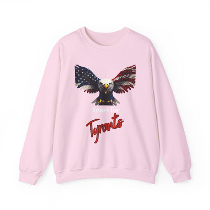 Tears For Tyrants Patriotic Eagle text on a Crewneck Sweatshirt
