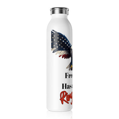 Freedom Has A Nice Ring To It Patriotic Eagle on a 20oz Stainless Steel Water Bottle