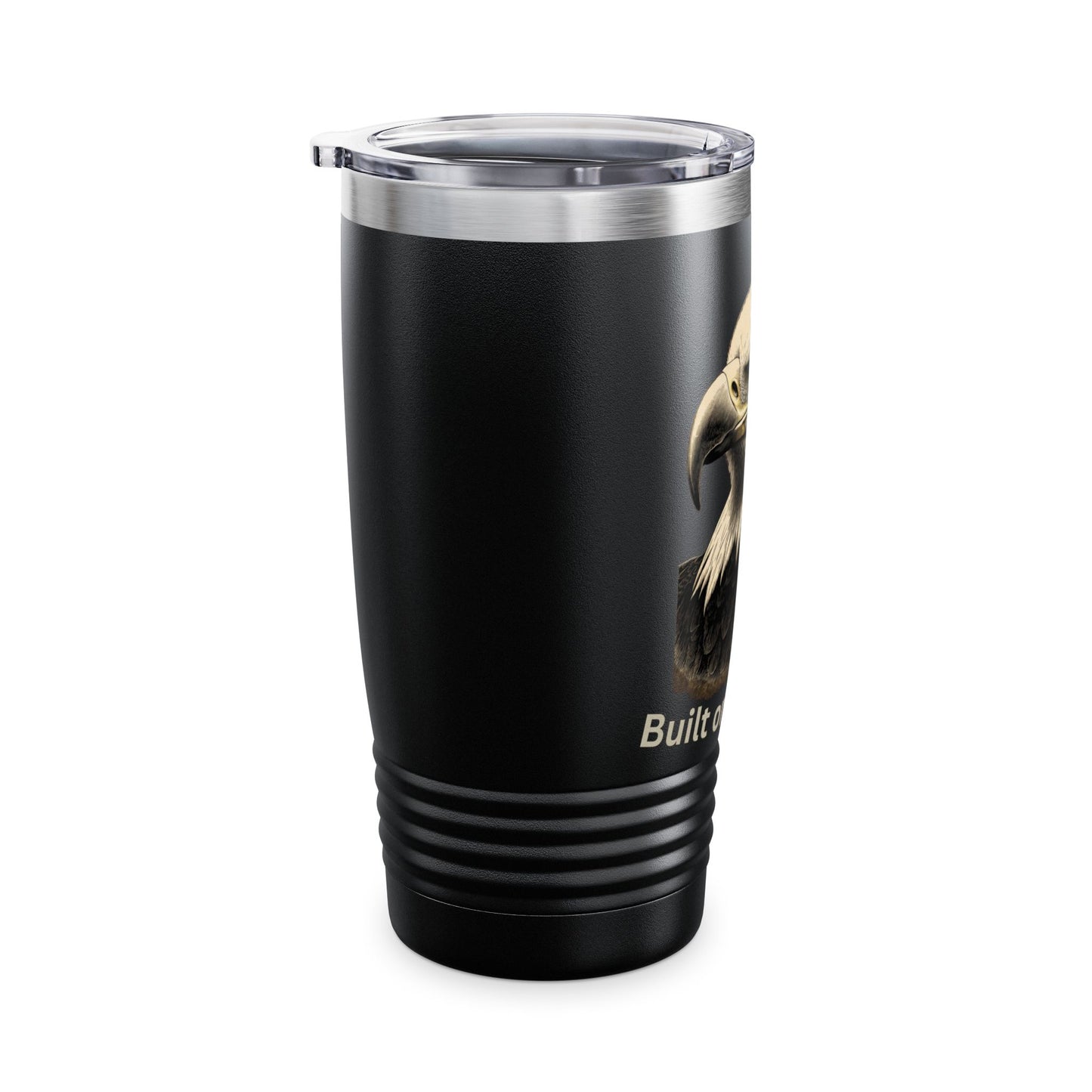 Built of Freedom text at the bottom of a 20oz Insulated Tumbler