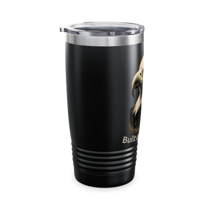 Built of Freedom text at the bottom of a 20oz Insulated Tumbler