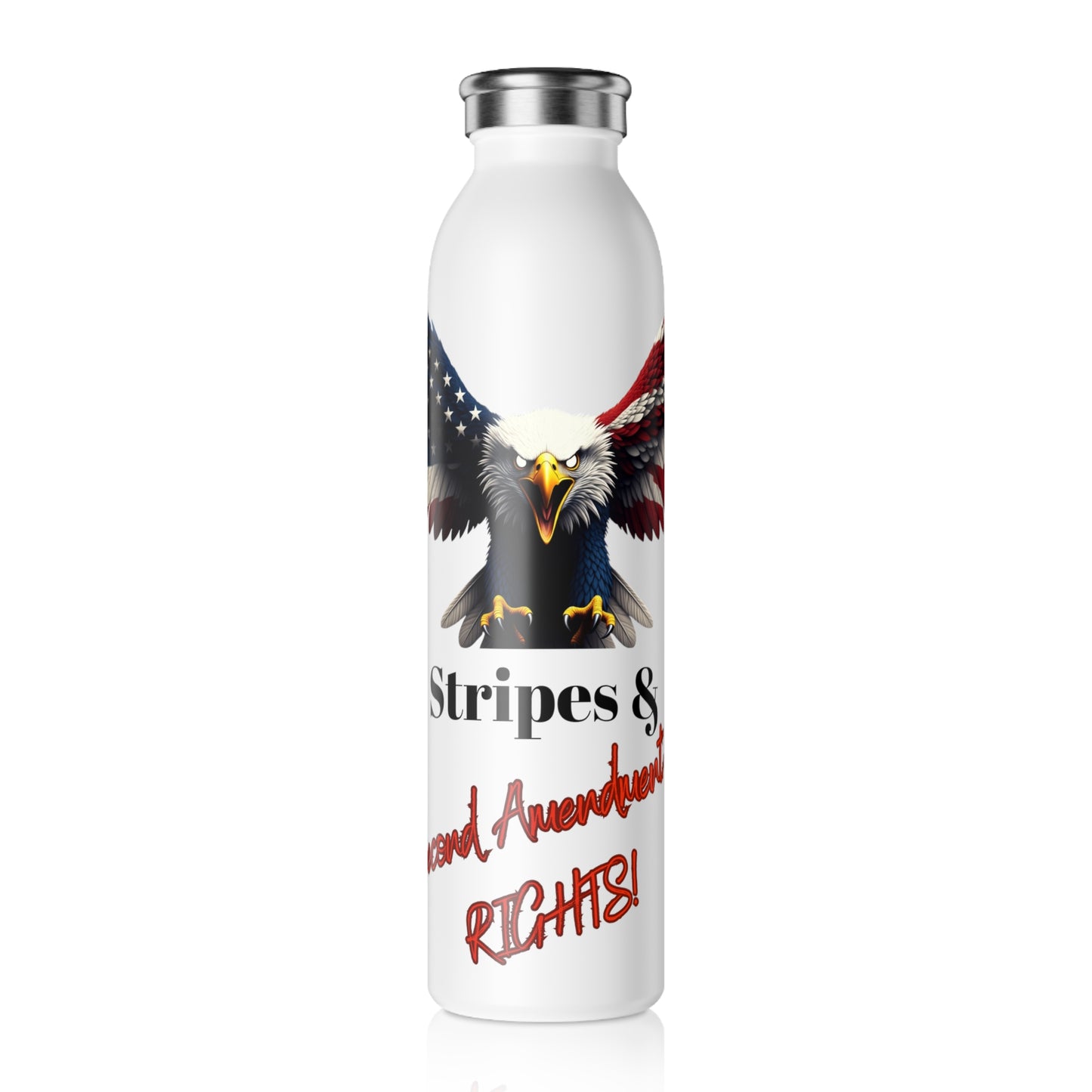 Stars & 2nd Amendment Rights Patriotic Eagle on a 20oz Stainless Steel Water Bottle