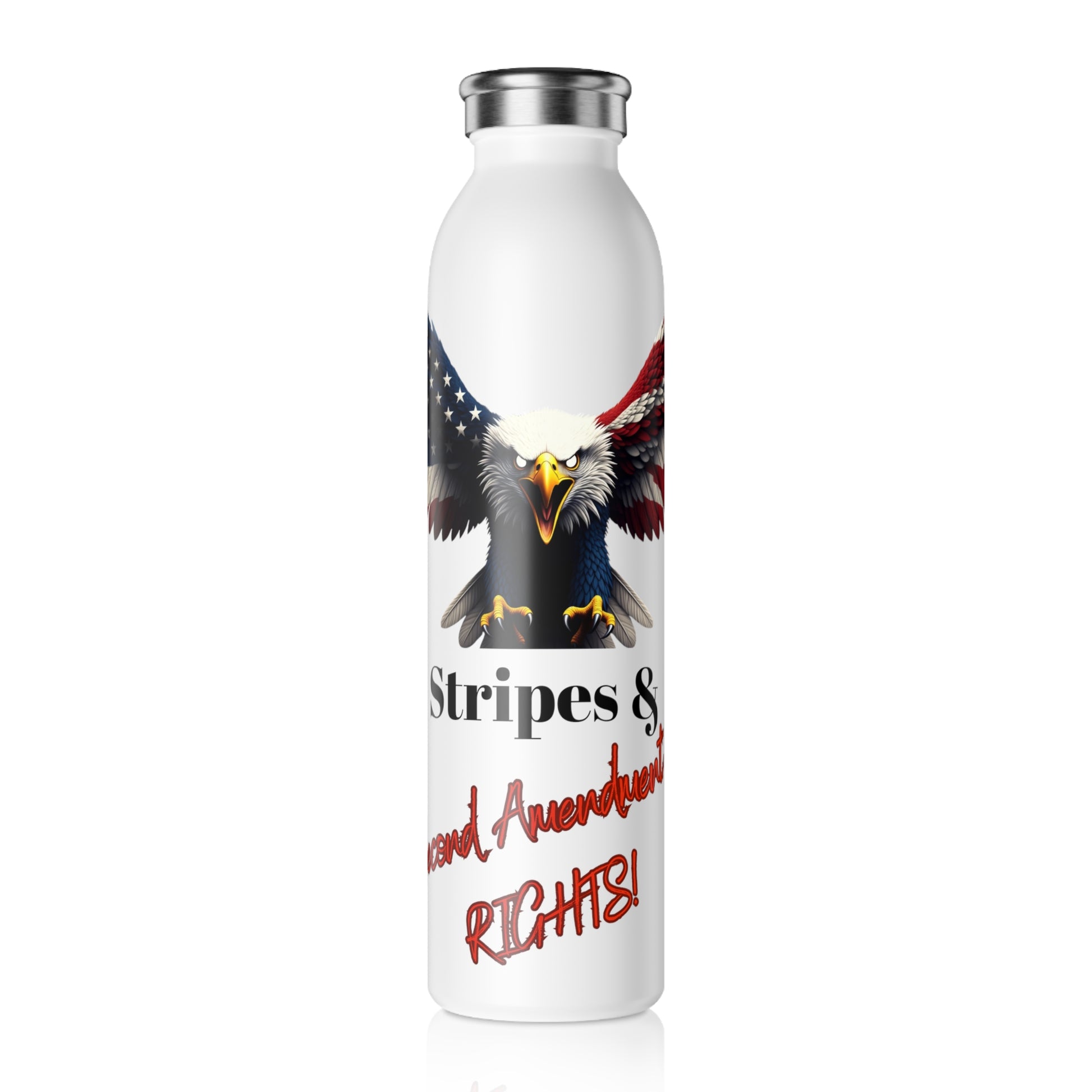 Stars & 2nd Amendment Rights Patriotic Eagle on a 20oz Stainless Steel Water Bottle