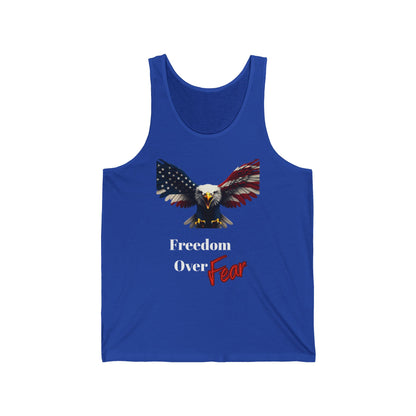 Freedom Over Fear Patriotic Eagle on a Premium Tank Top