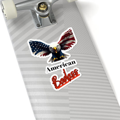 American Badass Patriotic Eagle on a Kiss-Cut Stickers