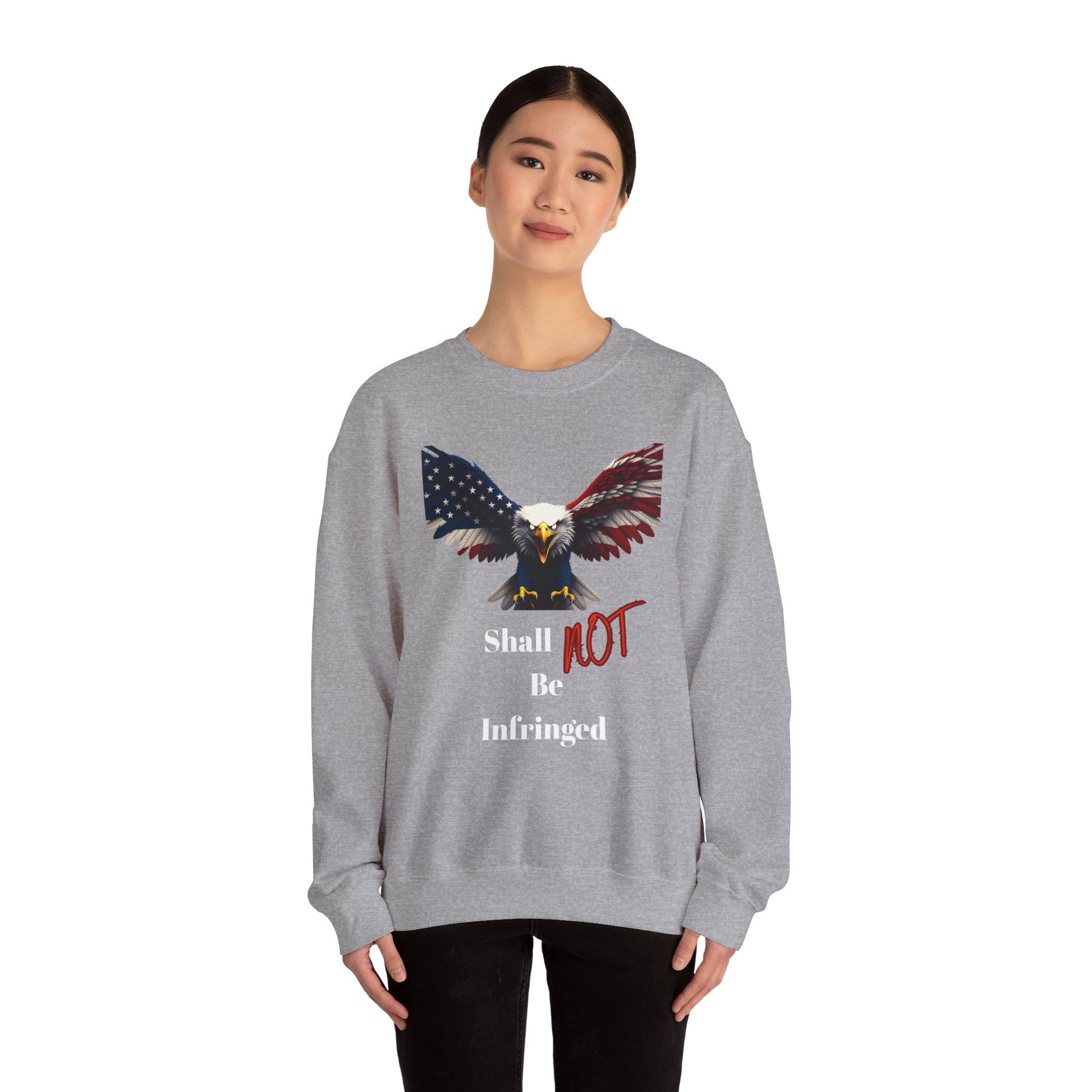 Shall Not Be Infringed Patriotic Eagle text on a Crewneck Sweatshirt