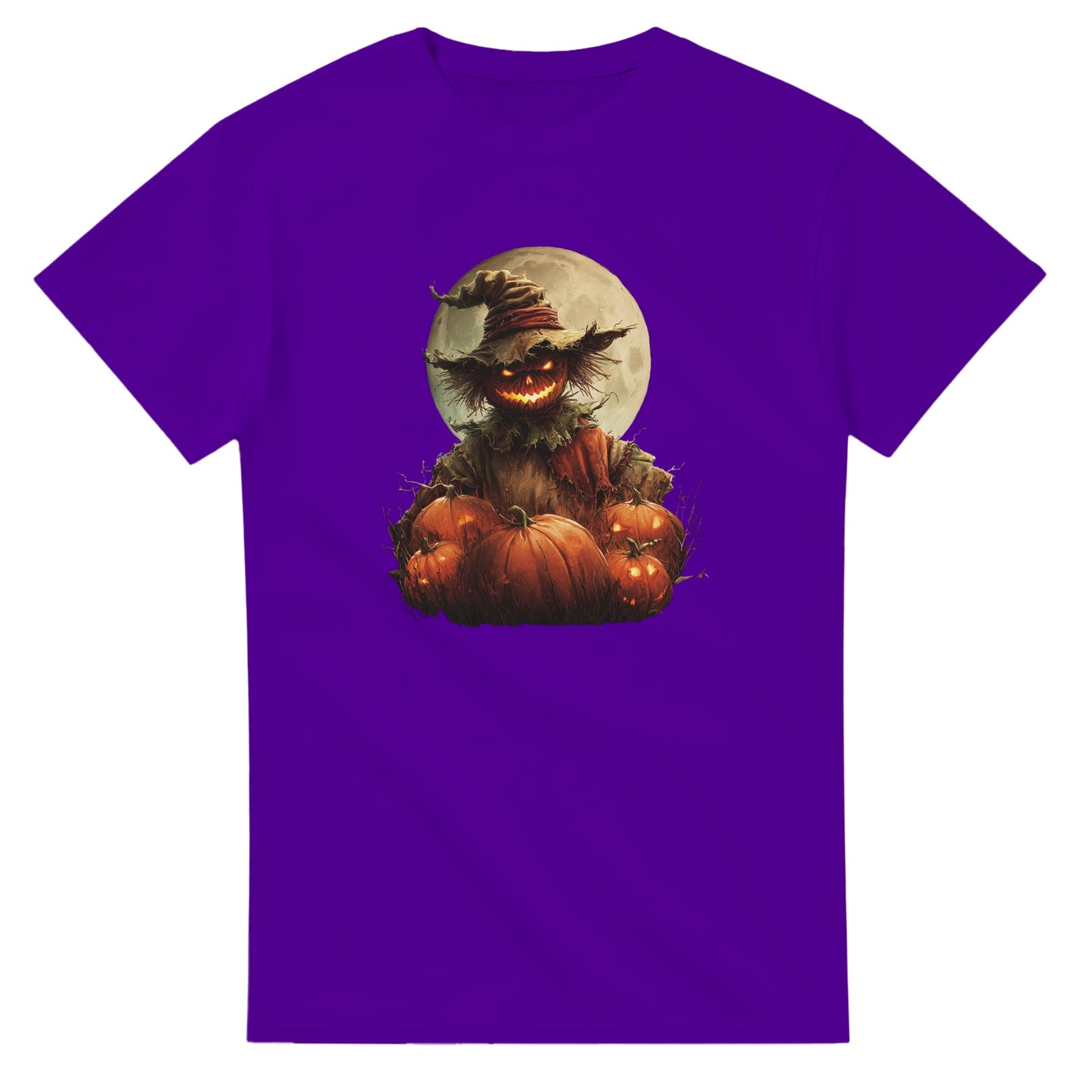 Spooky Scarecrow & Jack-O'-Lantern on a Heavyweight T-shirt
