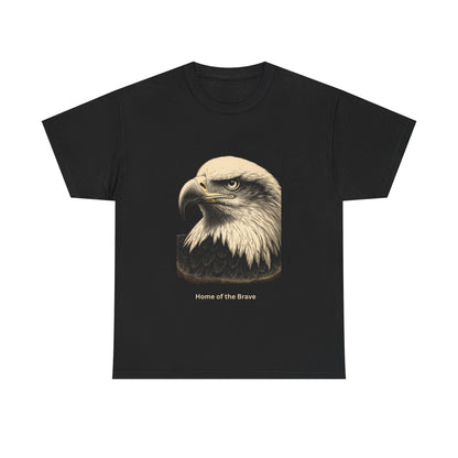 Engraved Eagle - Home of the Brave - muted text on the bottom of a Heavyweight T-shirt