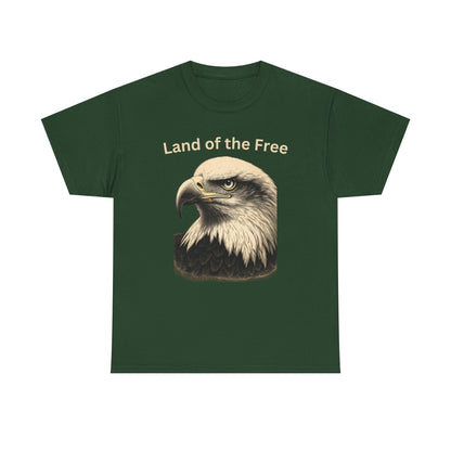 Engraved Eagle - Land of the Free - text on the top of a Heavyweight T-shirt