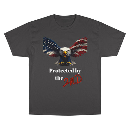 Protected By The 2nd Patriotic Eagle on a Champion T-shirt