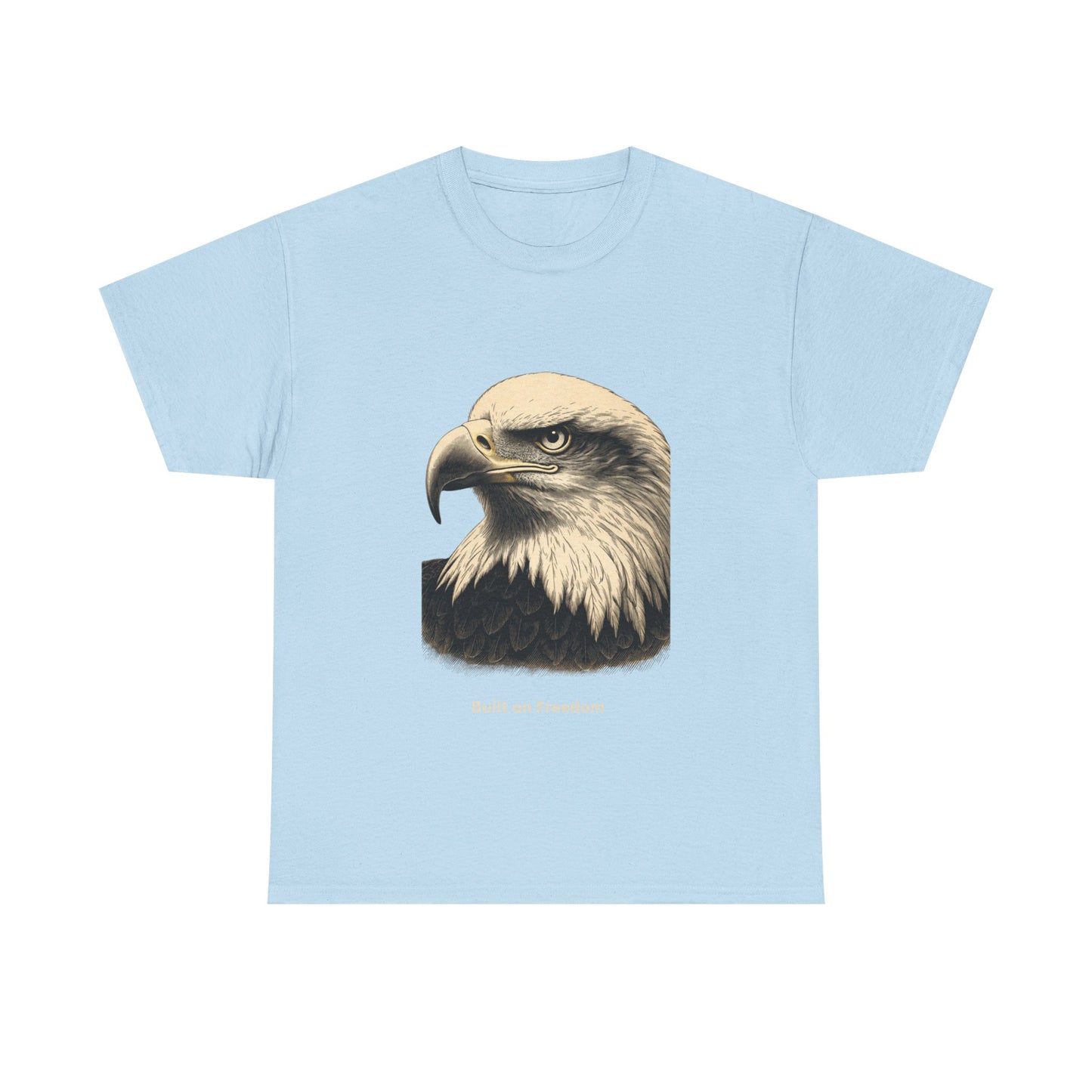 Engraved Eagle - Built for Strength - muted text on the bottom of a Heavyweight T-shirt