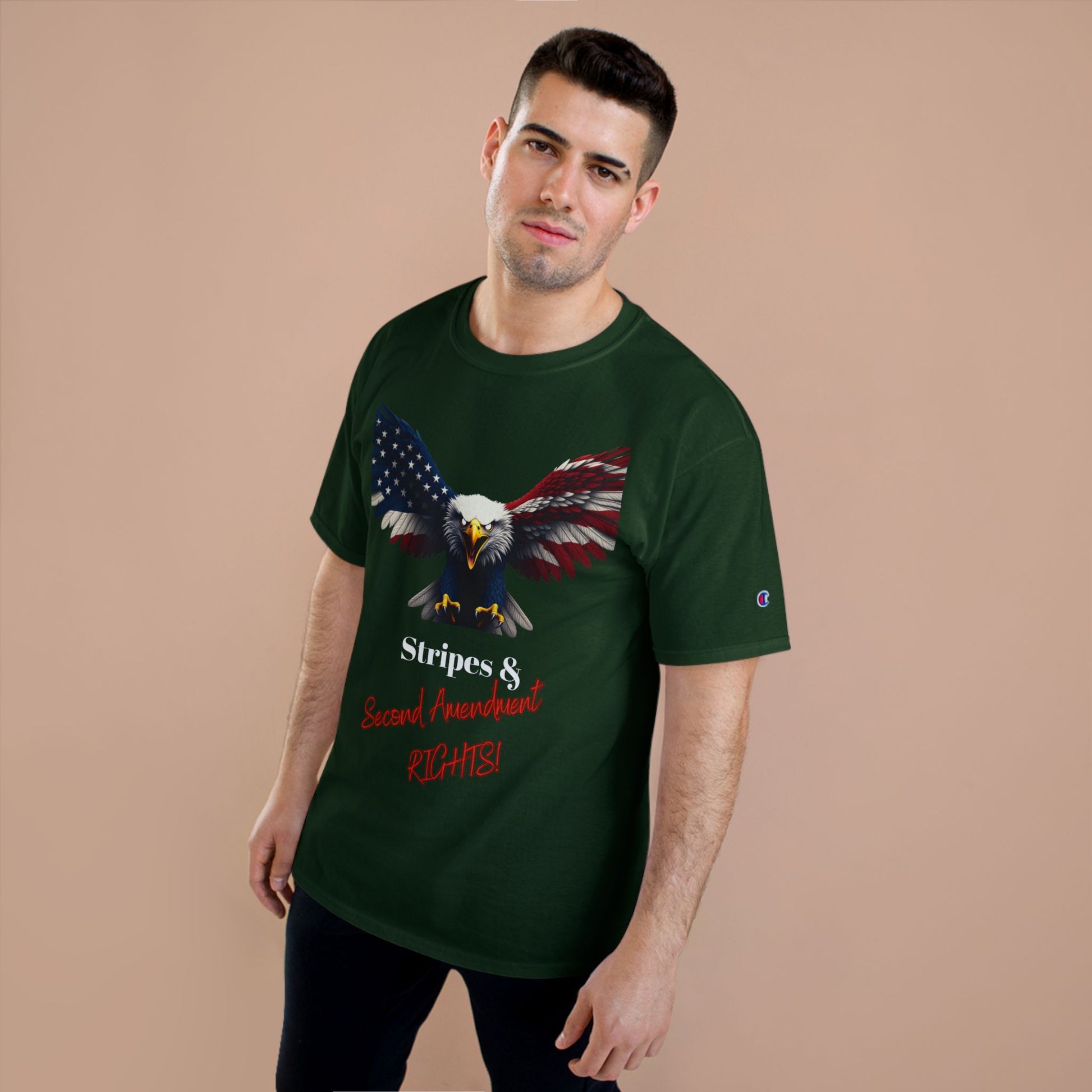 Stars & 2nd Amendment Rights Patriotic Eagle on a Champion T-shirt