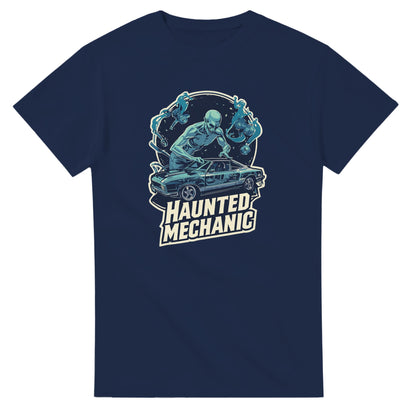 Haunted Mechanic graphic design on a Heavyweight T-shirt