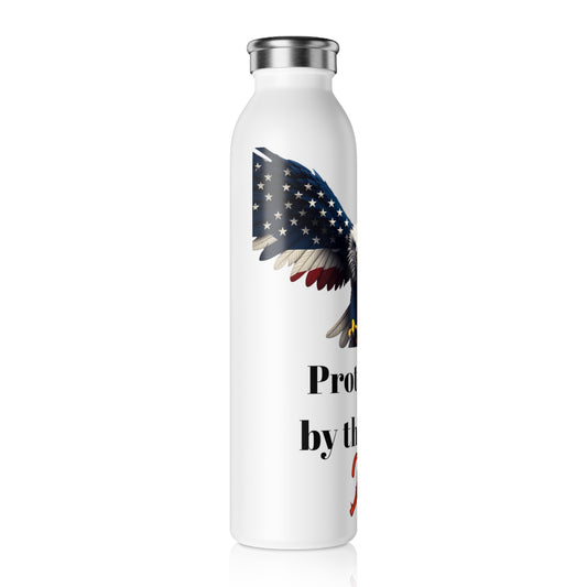 Protected By The 2nd Patriotic Eagle on a 20oz Stainless Steel Water Bottle