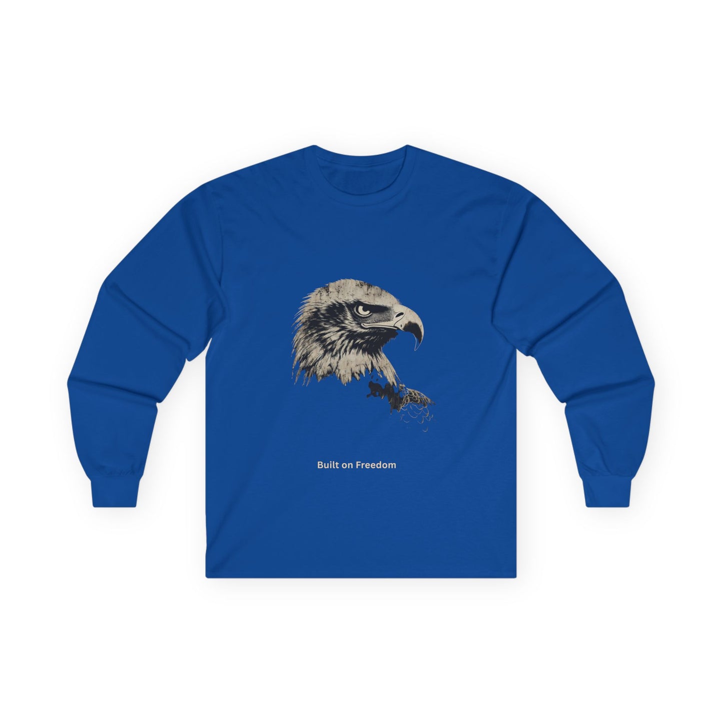 Built of Freedom text on a Long-Sleeve Tee