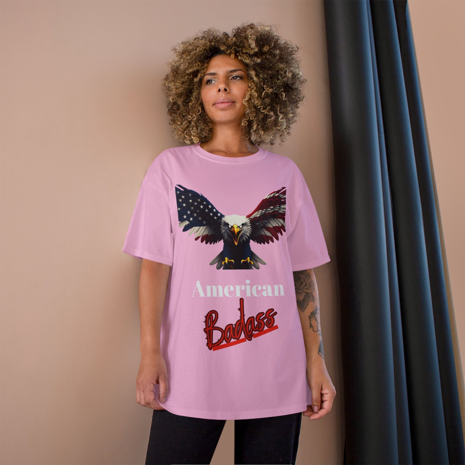 American Badass Patriotic Eagle on a Champion T-shirt