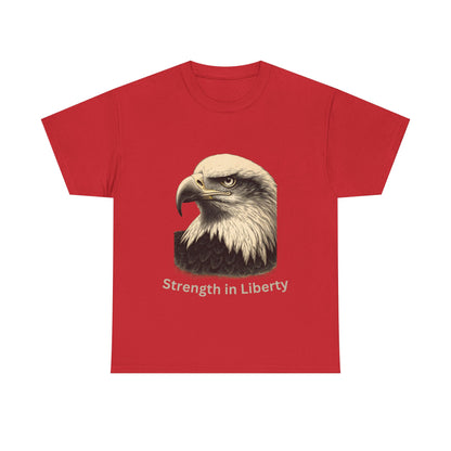 Engraved Eagle - Strength in Liberty - text on the bottom of a Heavyweight T-shirt