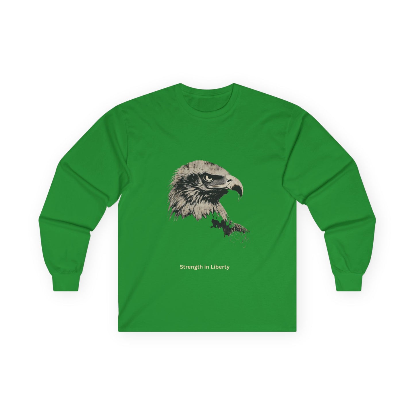Strength in Liberty text on a Long-Sleeve Tee