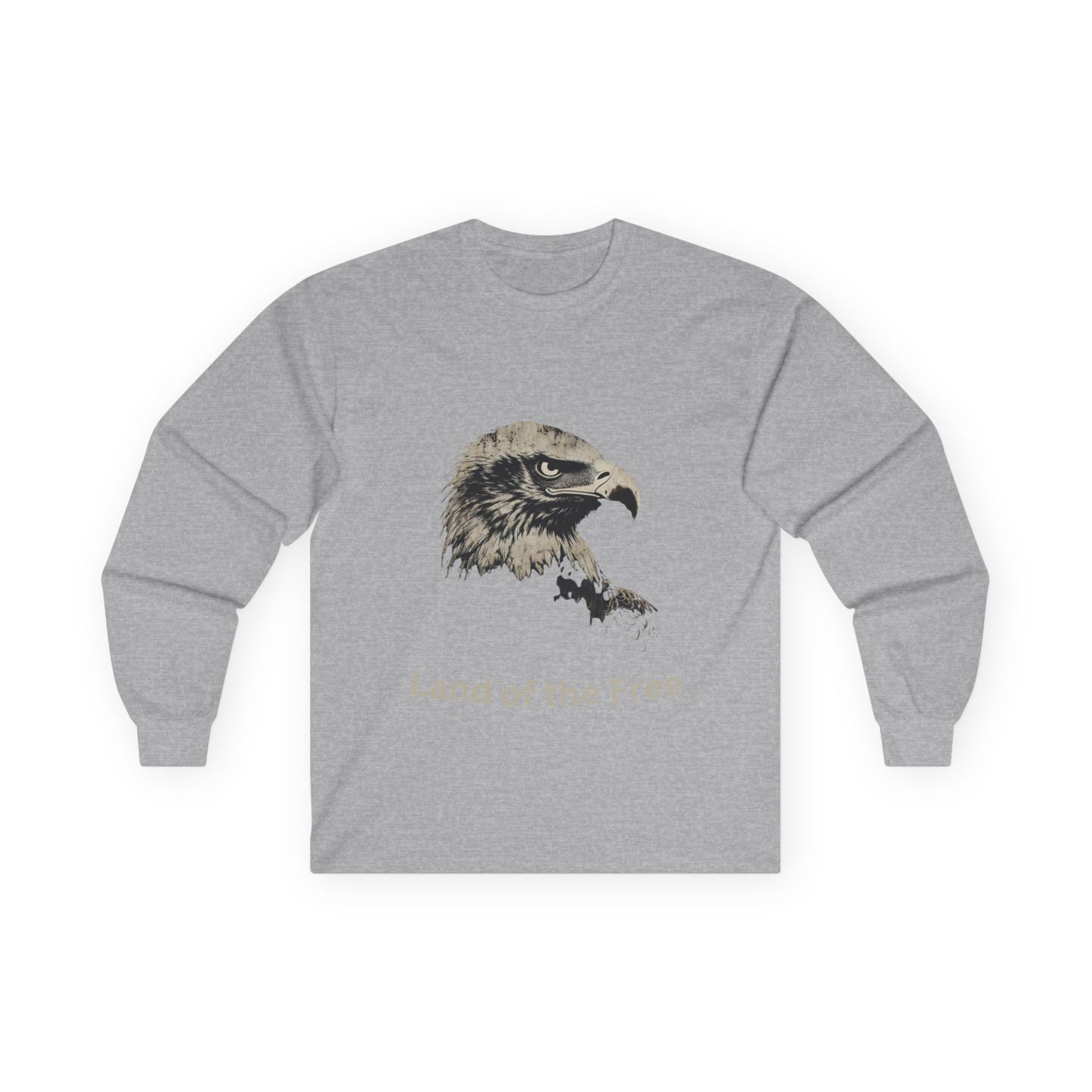 Land of the Free text on a Long-Sleeve Tee