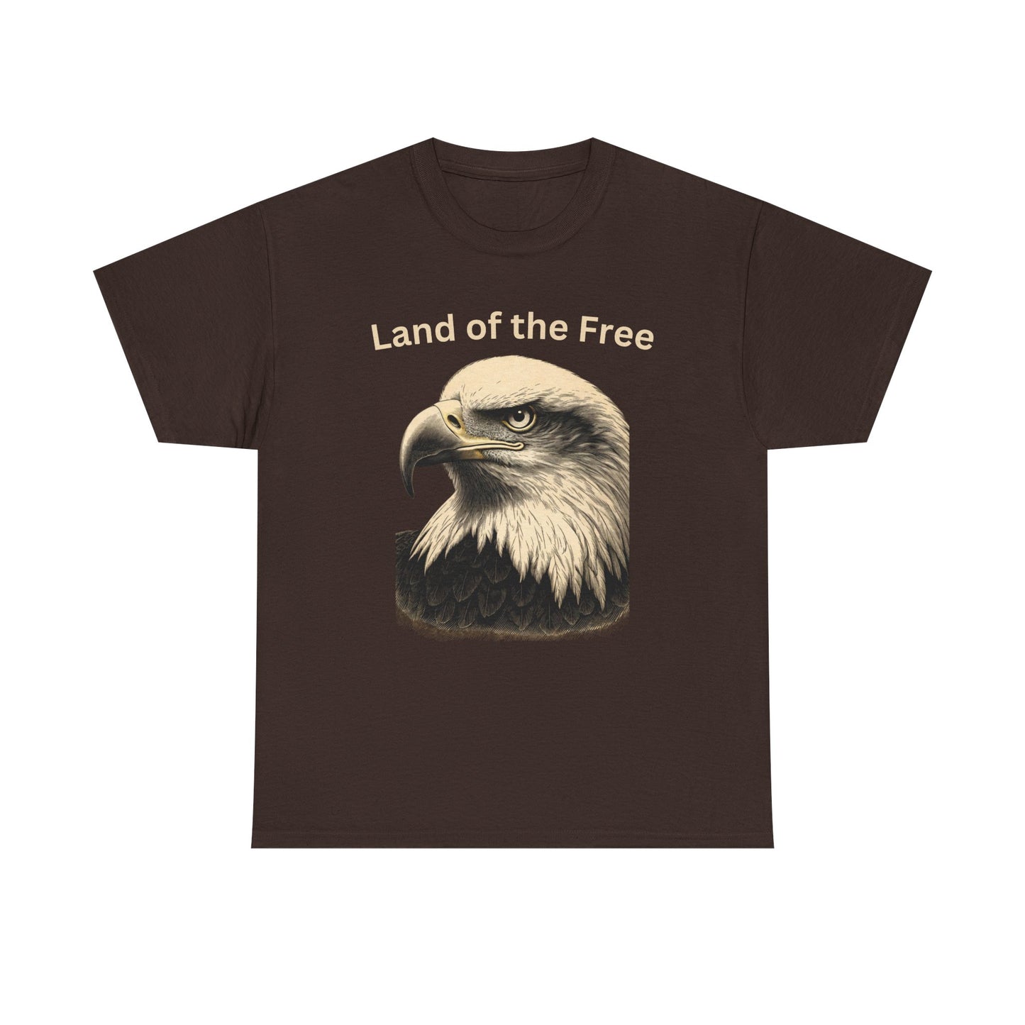 Engraved Eagle - Land of the Free - text on the top of a Heavyweight T-shirt