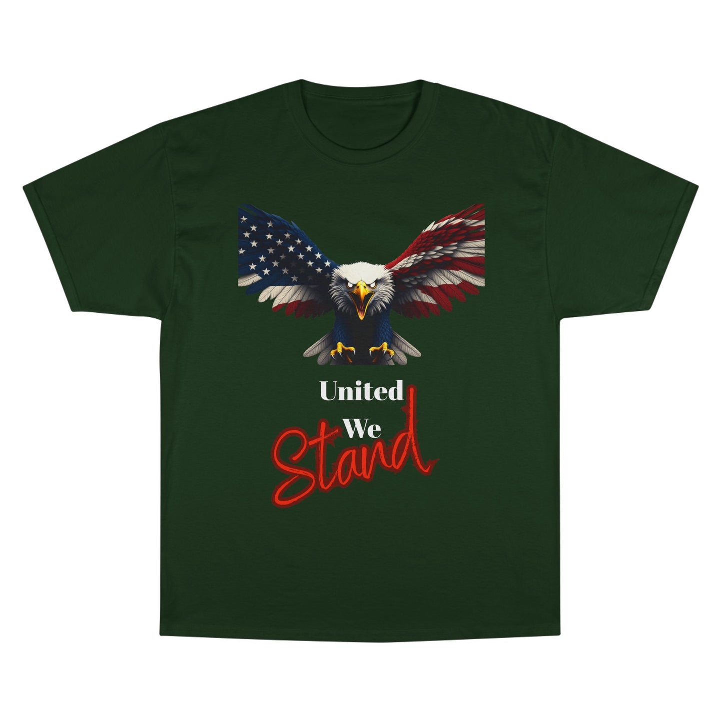 United We Stand Patriotic Eagle on a Champion T-shirt
