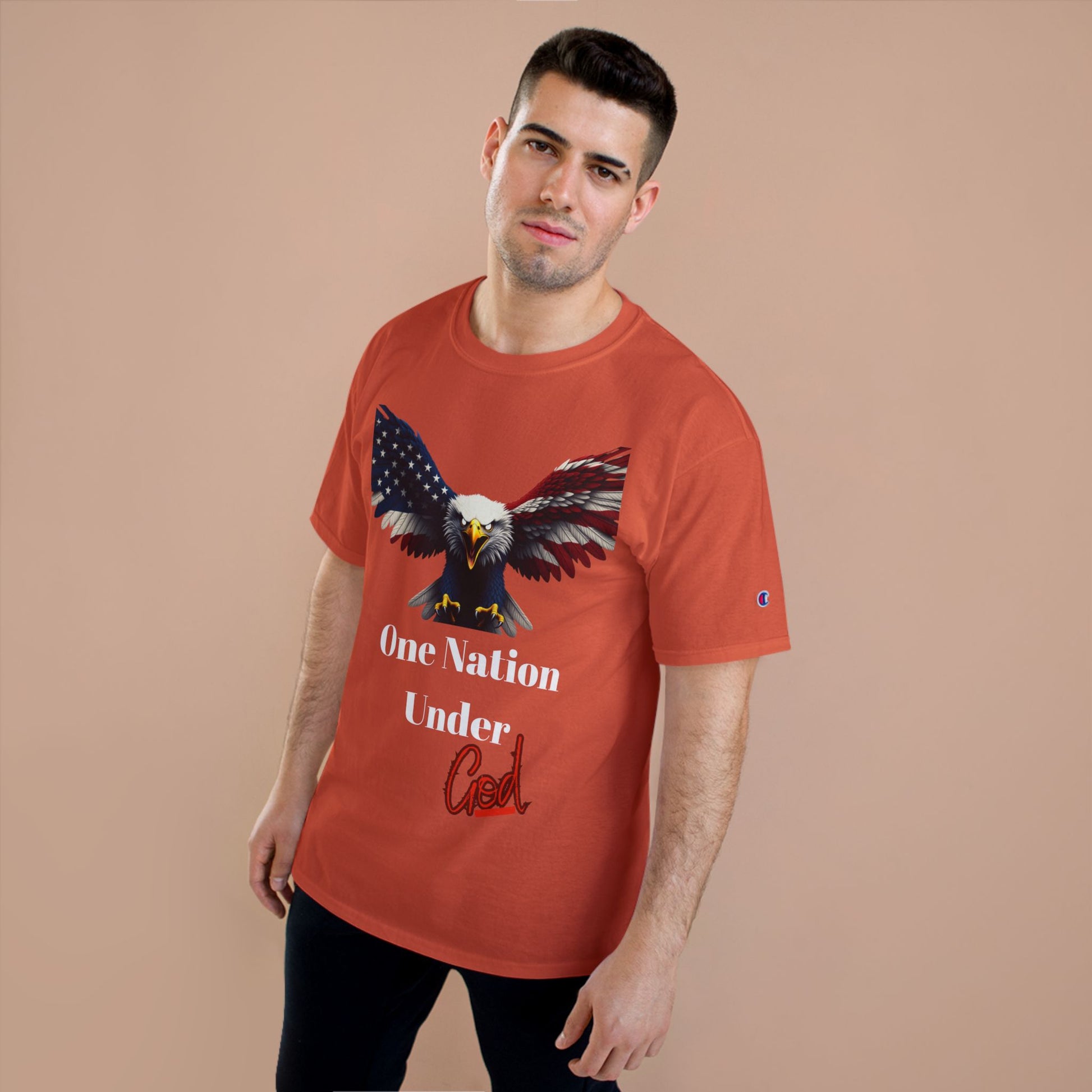 One Nation Under God Patriotic Eagle on a Champion T-shirt