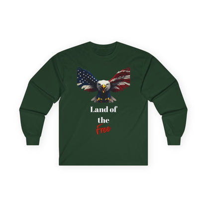 Land Of The Free Patriotic Eagle on a long sleeve tee