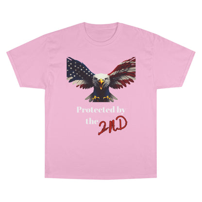Protected By The 2nd Patriotic Eagle on a Champion T-shirt