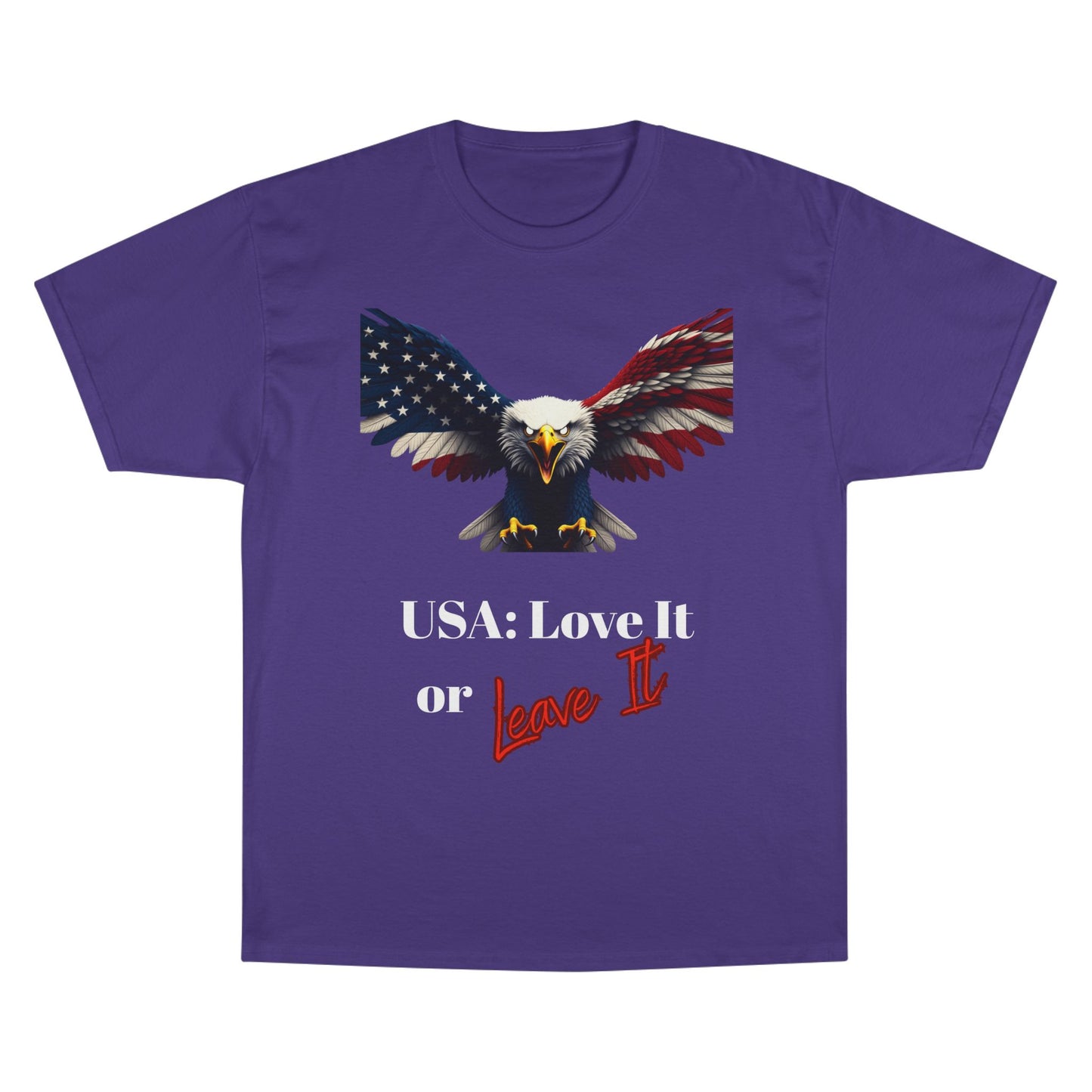 USA Love It Or Leave It Patriotic Eagle on a Champion T-shirt