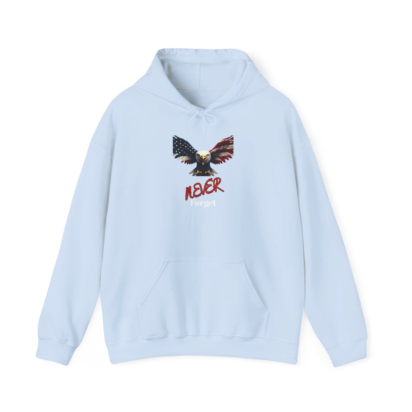 Never Forget Patriotic Eagle on a Pullover Hoodie
