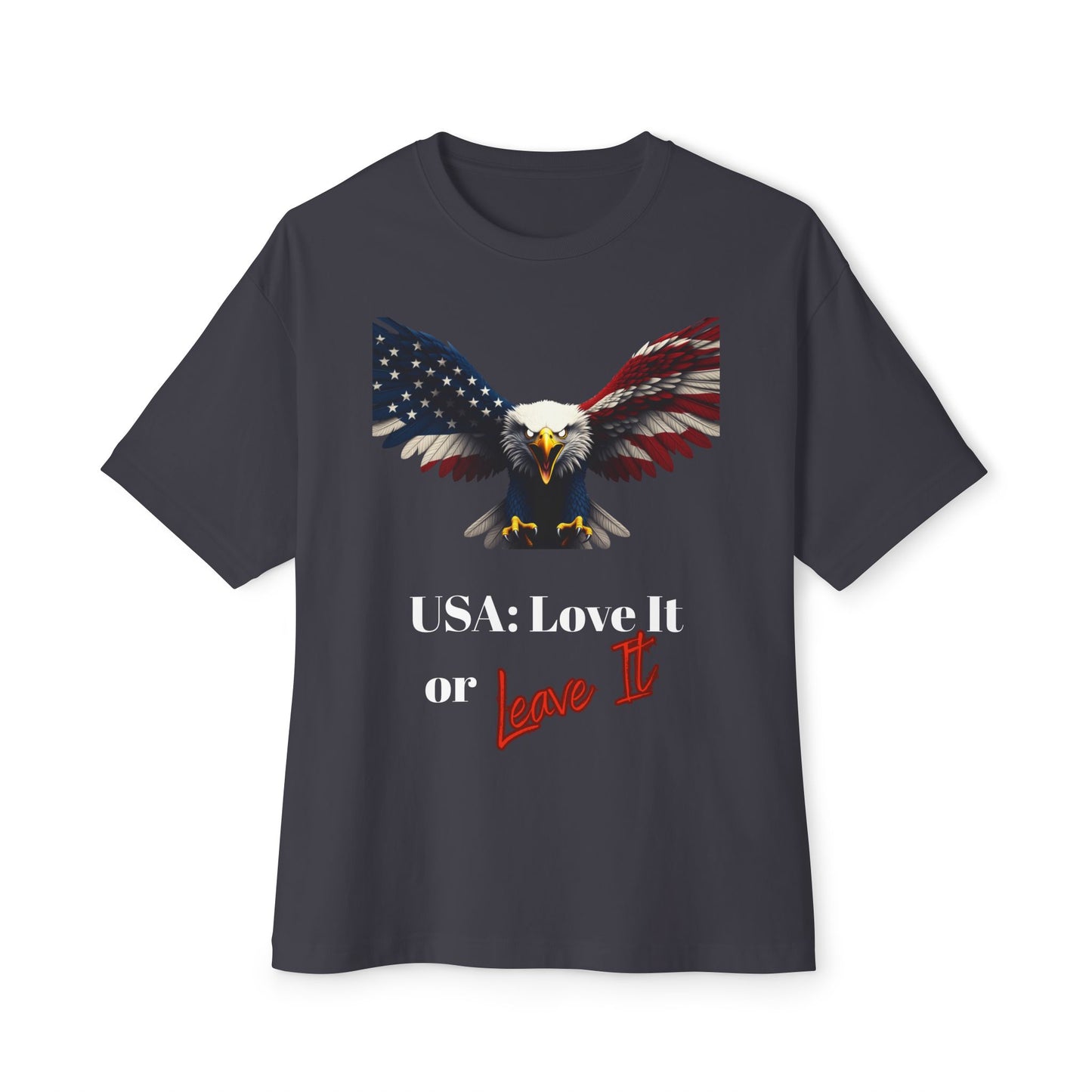 USA Love It Or Leave It Patriotic Eagle on a Premium Tee