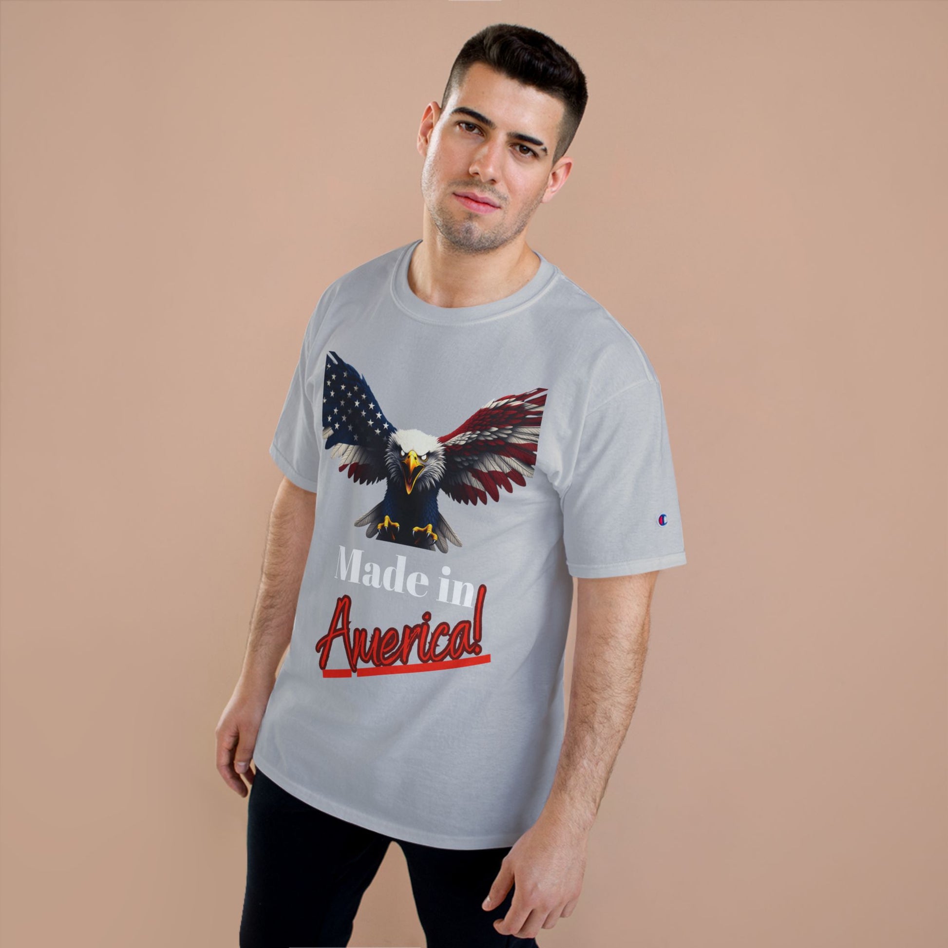 Made In America Patriotic Eagle on a Champion T-shirt