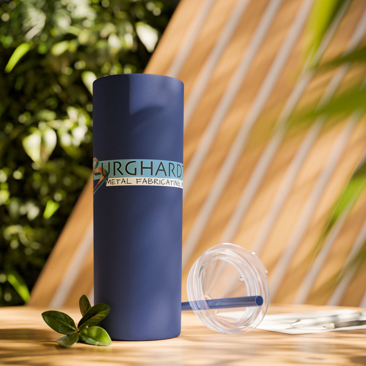 Burghardt Metal Fabricating, Inc., logo on a 20oz Skinny Tumbler