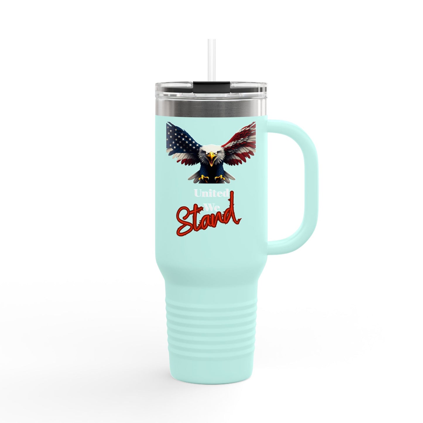United We Stand Patriotic Eagle on a 40oz Insulated Travel Mug