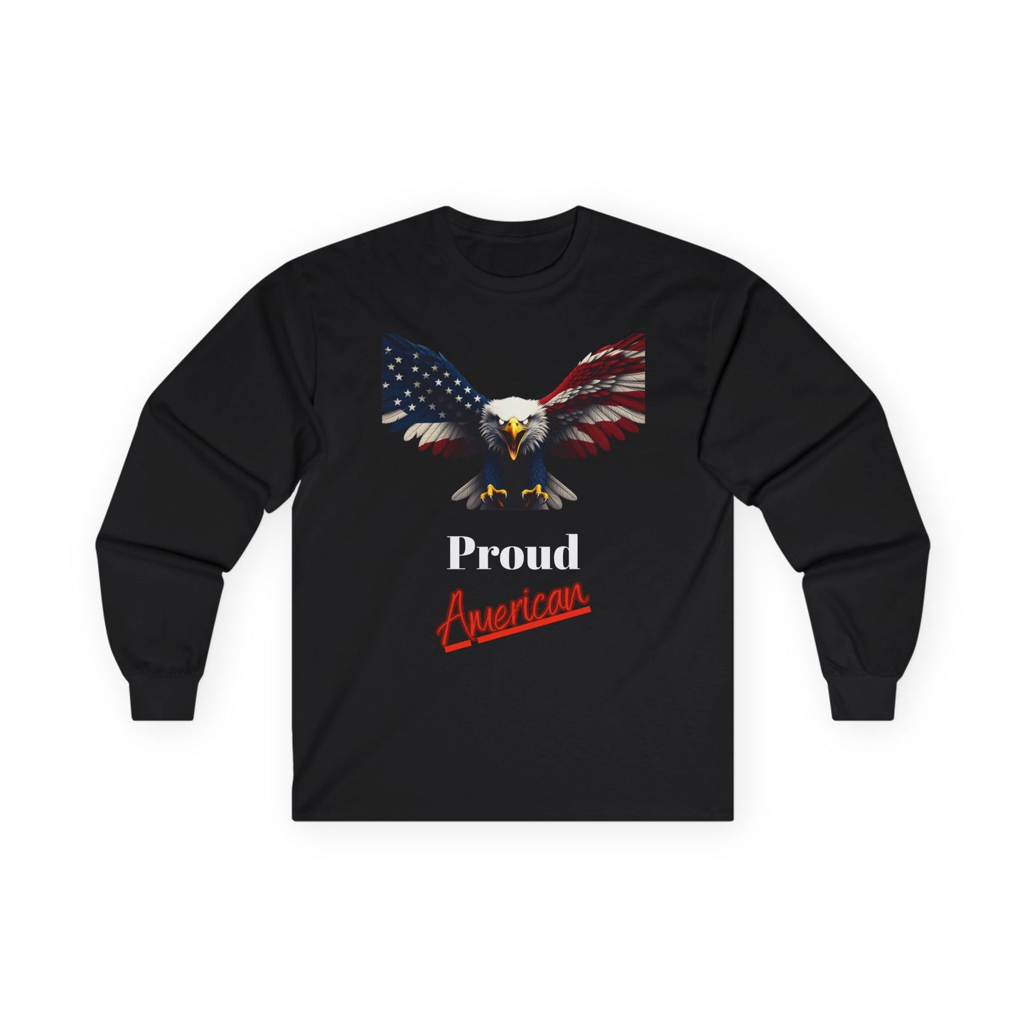 Proud American Patriotic Eagle on a long sleeve tee